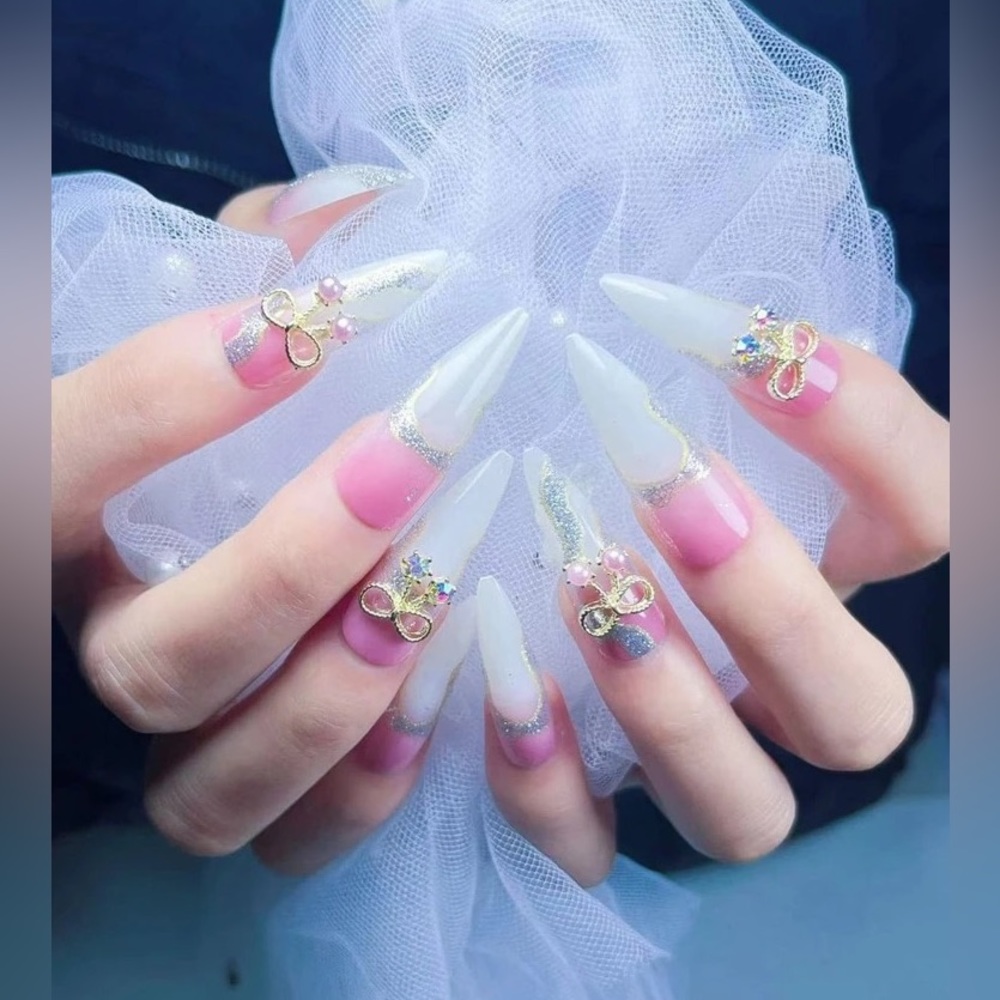 24pcs Long Stiletto Ombre Fake Nail